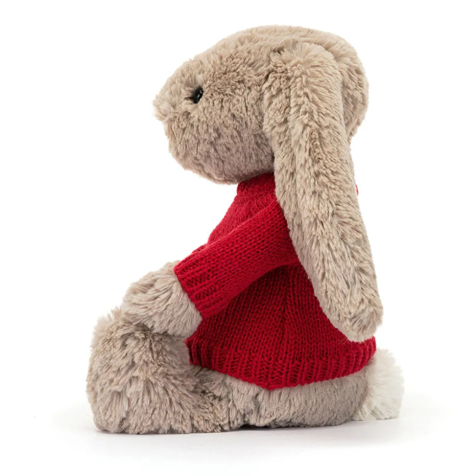 Bashful Beige Bunny with Personalised Red Jumper