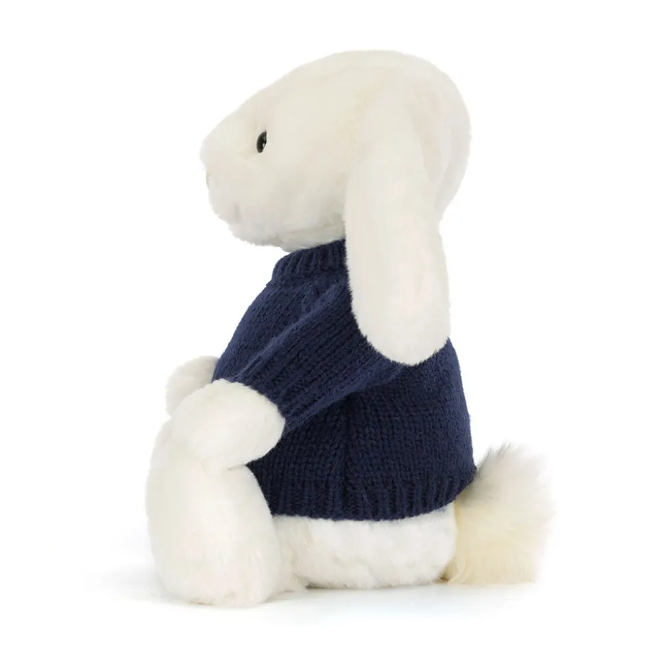 Bashful Luxe Bunny Luna with Personalised Navy Jumper