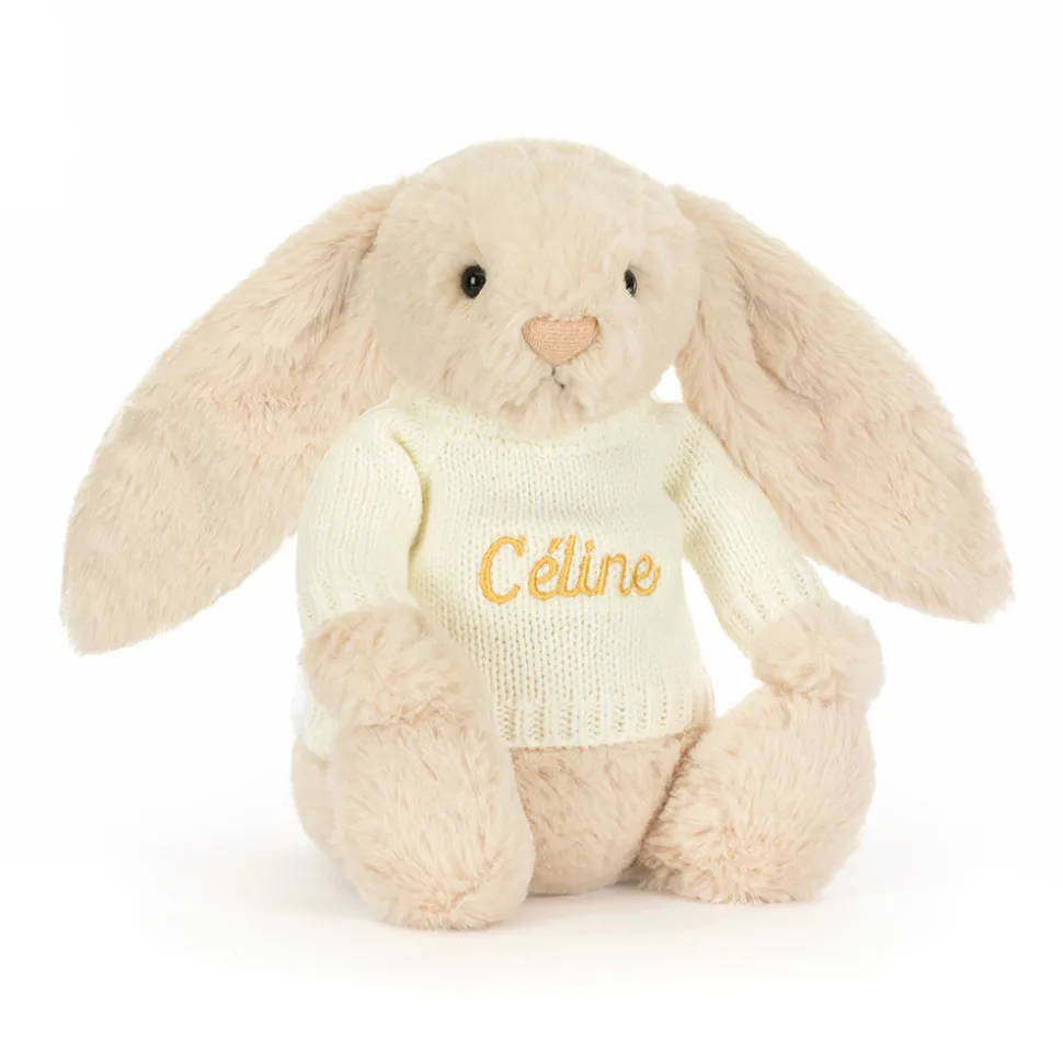 Bashful Luxe Bunny Willow with Personalised Cream Jumper