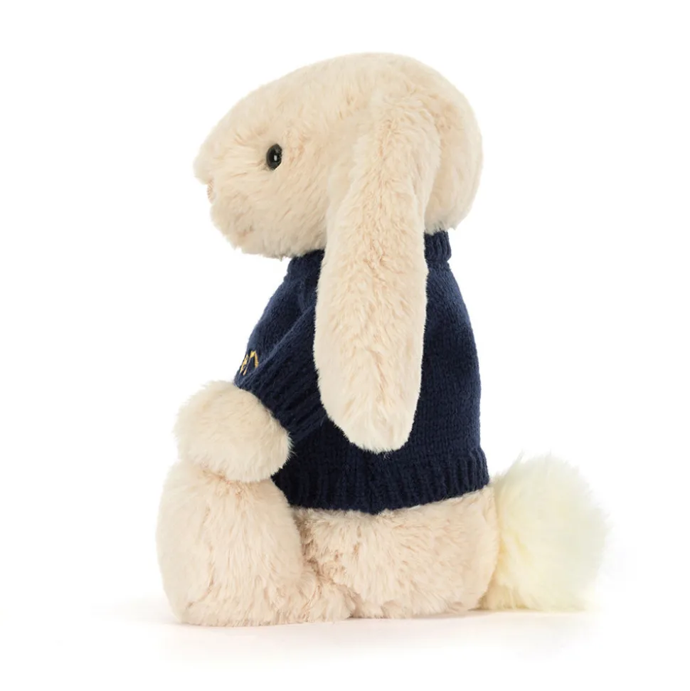 Bashful Luxe Bunny Willow with Personalised Navy Jumper