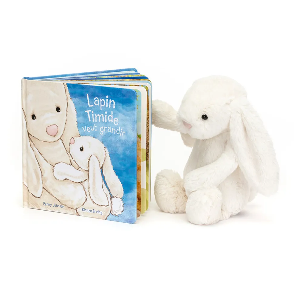 Lapin Timide Veut Grandir Livre and Bashful Cream Bunny Medium