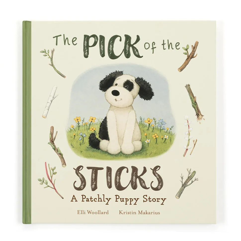 The Pick of the Sticks Book and Bashful Black & Cream Puppy Medium